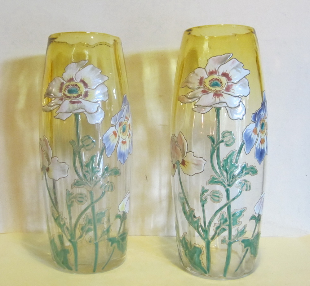 新品即決 ANTIQUE FRENCHエナメルGLASS VASE、ART DECO、エイドリアン 西洋